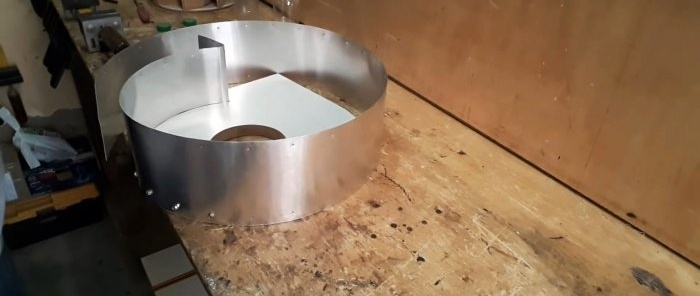 How to make a radial fan for a workshop hood from plywood and a washing machine motor