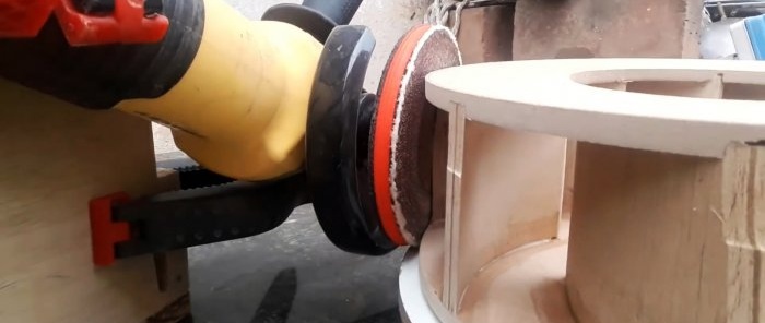 How to make a radial fan for a workshop hood from plywood and a washing machine motor