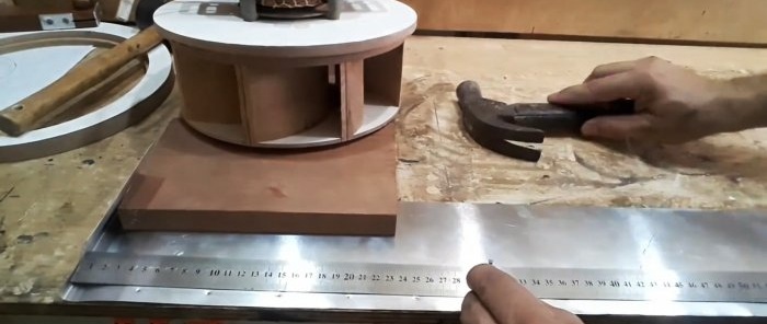 How to make a radial fan for a workshop hood from plywood and a washing machine motor