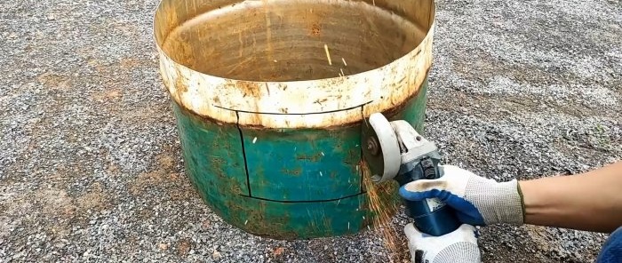 What to make from a leaky barrel that is not suitable for water An outdoor wood stove