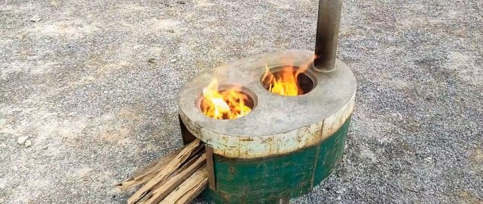 What to make from a leaky barrel that is not suitable for water An outdoor wood stove