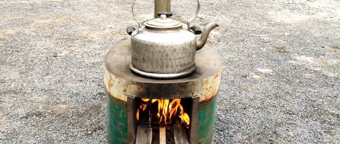 What to make from a leaky barrel that is not suitable for water An outdoor wood stove