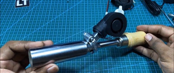 How to make a hot air gun for soldering from a regular soldering iron