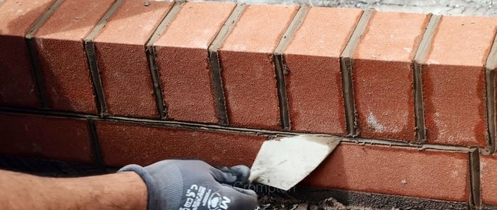 We make a beautiful staircase on the porch from bricks and tiles with our own hands