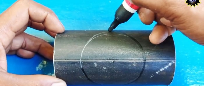 Inserting a pipe into a pipe, how to correctly mark and cut the joining area without special tools