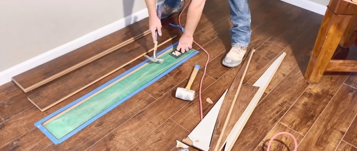 How to replace a laminate board in the middle without dismantling the adjacent ones