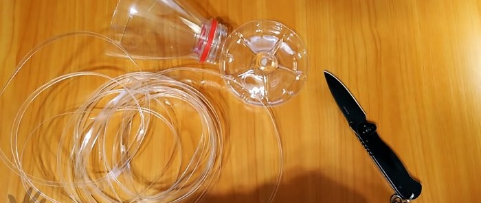 How to unravel a PET bottle onto a ribbon without a bottle cutter