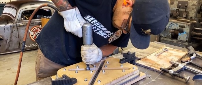 How to make stiffeners on a sheet of metal without a press