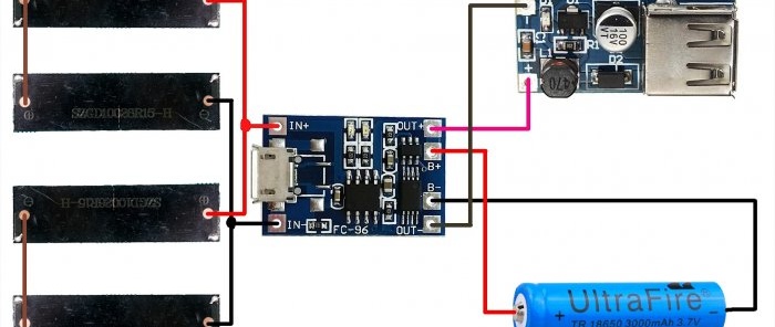 Assembling a miniature tourist power bank on solar panels