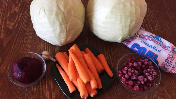 3 types of cabbage in one go, marinated with beets, classic pickled and pickled with berries