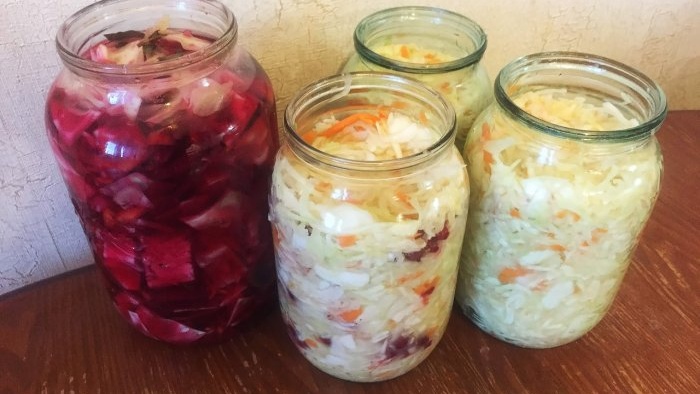 3 types of cabbage in one go, marinated with beets, classic pickled and pickled with berries