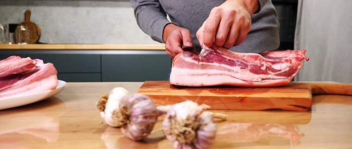 Juicy lard in brine in a jar