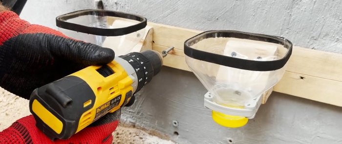 Automatic feeder with automatic drinker made of PET bottles for poultry