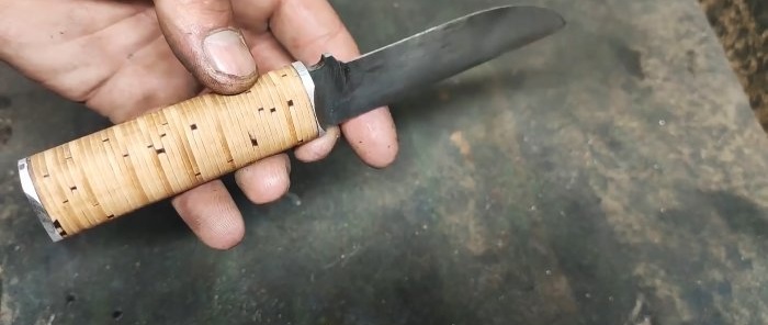 DIY birch bark knife handle