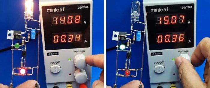 12 V battery automatic shutdown circuit without microcircuits and relays