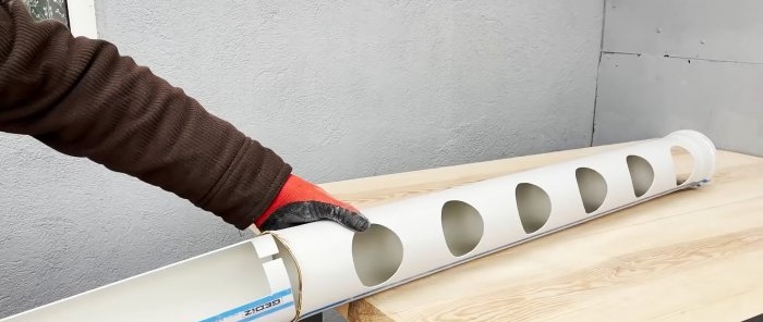 Convenient and simple bird feeder made from sewer pipes