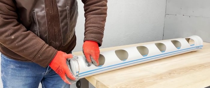 Convenient and simple bird feeder made from sewer pipes