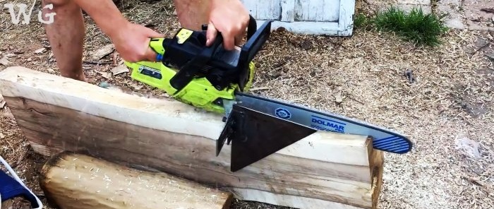 How to make a basic device for cutting logs into boards with a chainsaw