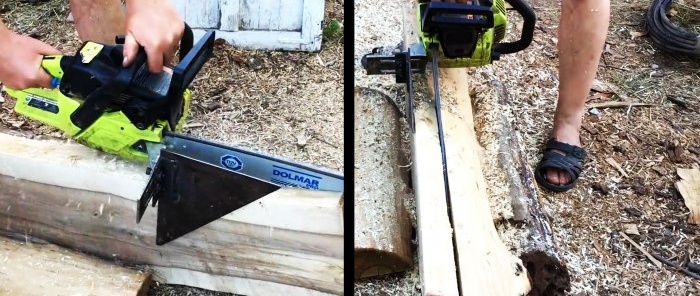 How to make a basic device for cutting logs into boards with a chainsaw