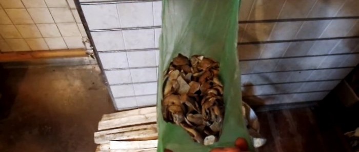 An old-fashioned method of contactless cleaning of a stove chimney