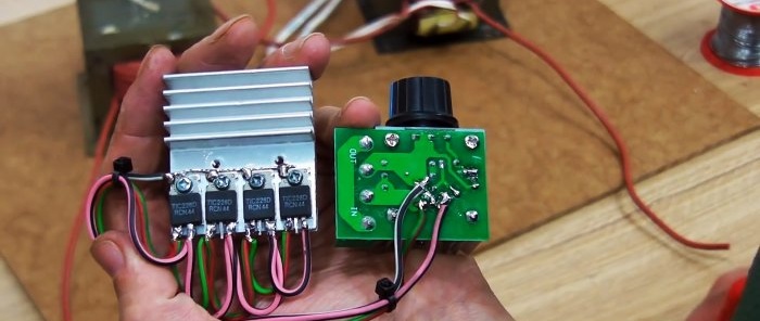 Homemade welding machine from microwave transformers with current control