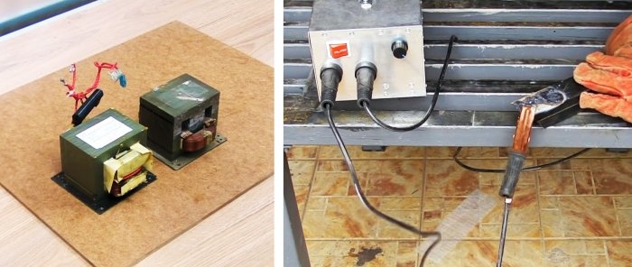 Homemade welding machine from microwave transformers with current control