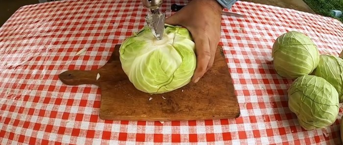 A new way to ferment large quantities of cabbage using a drill