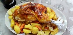 A unique way to cook golden brown whole chicken with vegetables in the oven