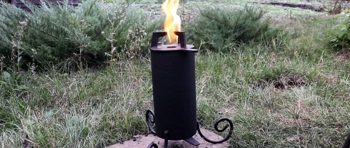 How to make a simple stove from a pipe with a one-time filling and adjustable flame