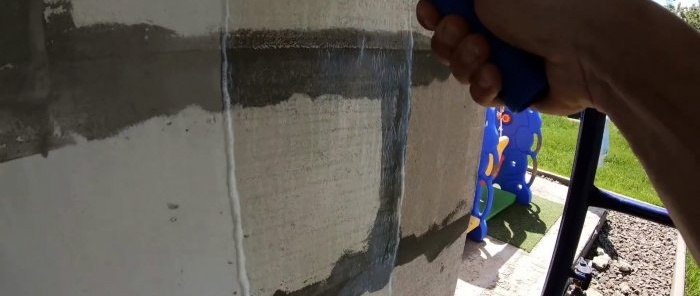 Easy and quick facade finishing of aerated concrete to look like brick