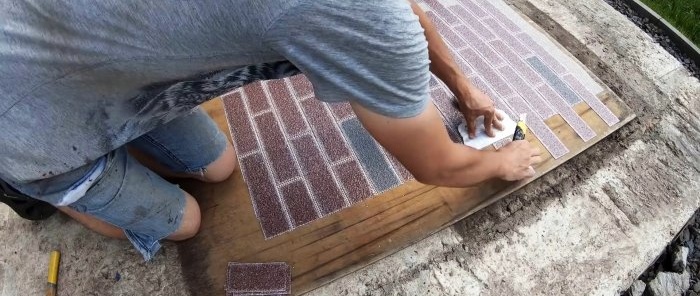 Easy and quick facade finishing of aerated concrete to look like brick