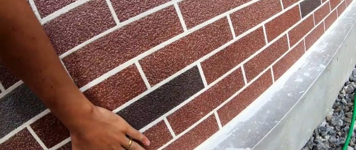 Easy and quick facade finishing of aerated concrete to look like brick