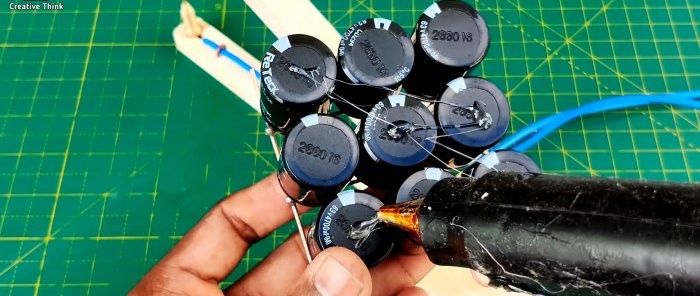 The simplest machine for spot welding on capacitors with your own hands