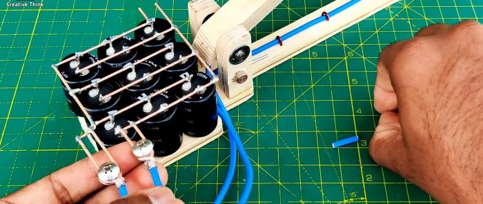 The simplest machine for spot welding on capacitors with your own hands