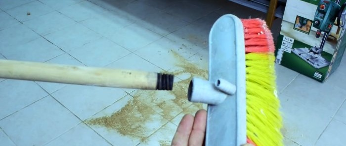 2 options for how to repair the plastic mount on the handle of a broom or mop brush