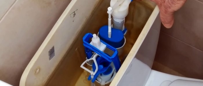 The toilet tank overflows and does not hold water. Easy repair without replacing components.