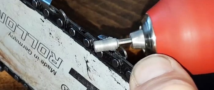 How to quickly and carefully sharpen a chainsaw chain without dismantling