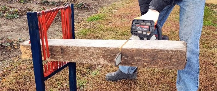 How to make a reliable stand for convenient sawing of boards and logs of different sizes