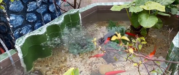 How to cheaply make a pond in the garden from available materials