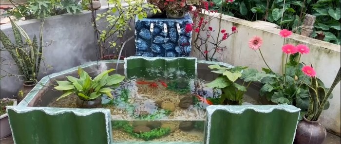 How to cheaply make a pond in the garden from available materials