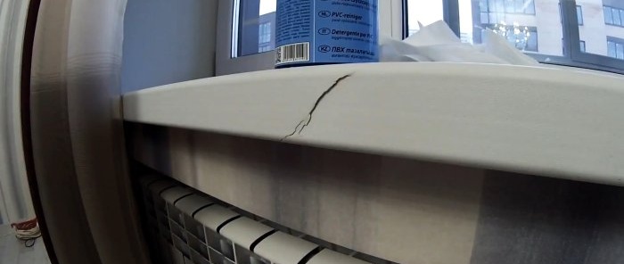 How and with what to repair cracks in a plastic window sill