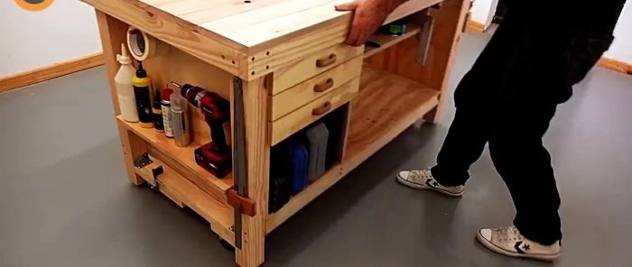 A simple device will allow you to easily move a massive workbench or rack when needed