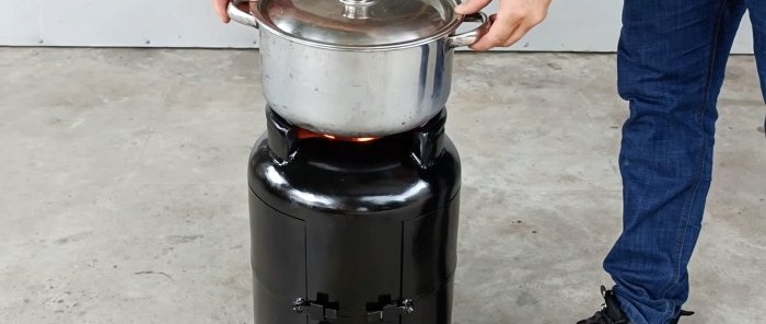 2 in 1 oven from an old gas cylinder with oven and stove for cooking