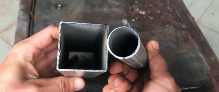 How to make an end connection between a square pipe and a round one