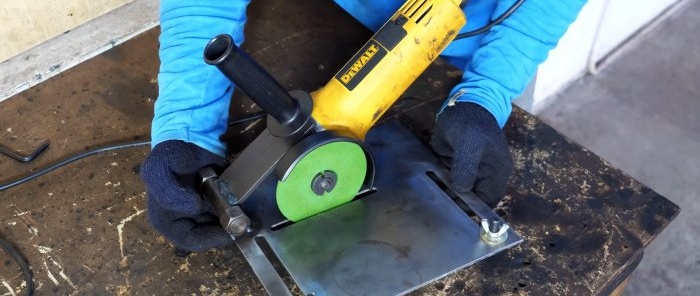 Attachment to an angle grinder for an even cut