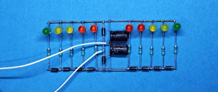 Signal level indicators on LEDs without transistors and microcircuits