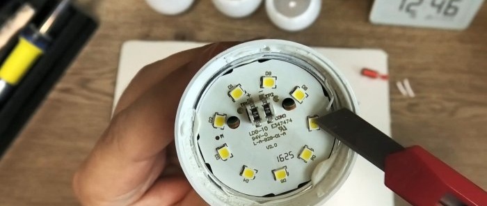 Basic instructions on how to repair an LED lamp without replacing parts