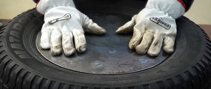 Great idea for a mobile vise made from an old car tire