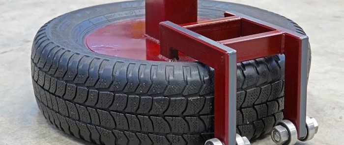 Great idea for a mobile vise made from an old car tire