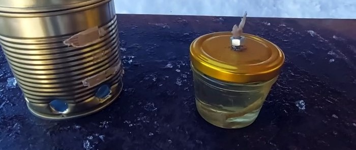 The tent is warm and the food is warm. How to make a simple stove from cans